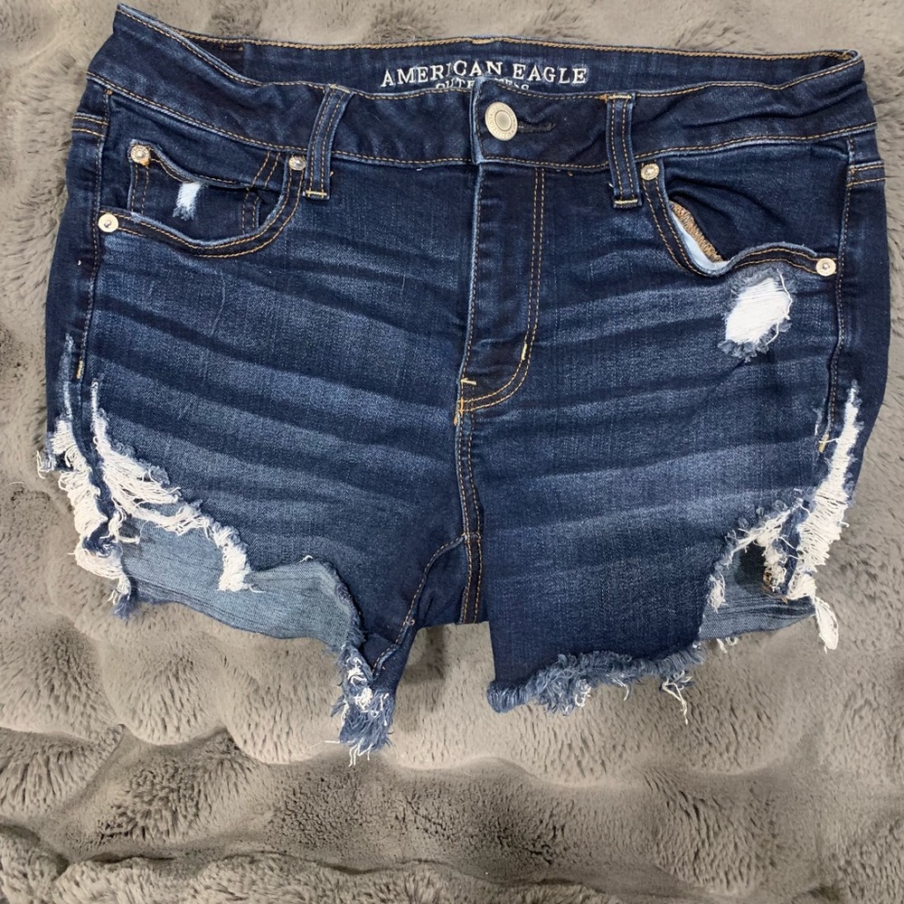 American Eagle Outfitters Women's Distressed Blue Denim Shorts